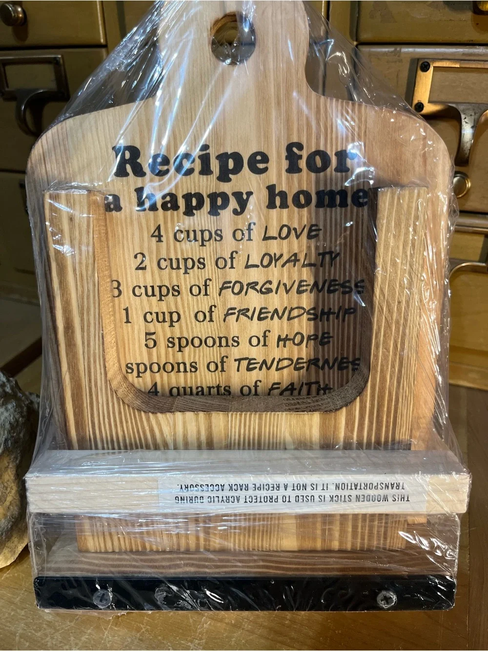 Wooden Recipe Board with Happy Home Quote - Natural Bamboo